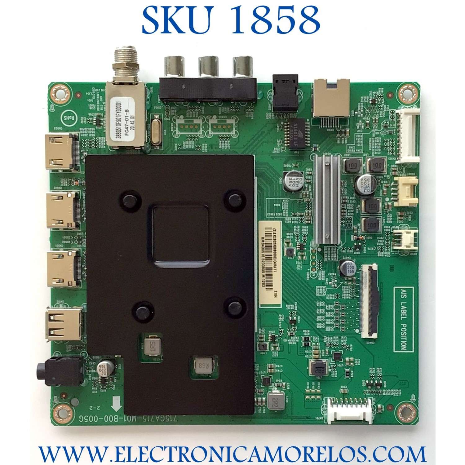 MAIN PARA TV INSIGNIA NUMERO DE PARTE (X)XKCB02K088 / 715GA715-M01-B00-005G / (X)XKCB02K088000X/Q4KA11 / KMB430518 / 5230809 / PANEL TPT430B5-GT013.H REV:S1P / DISPLAY PT430GT01-3 VER.1.0 / MODELO NS-43DF710NA21